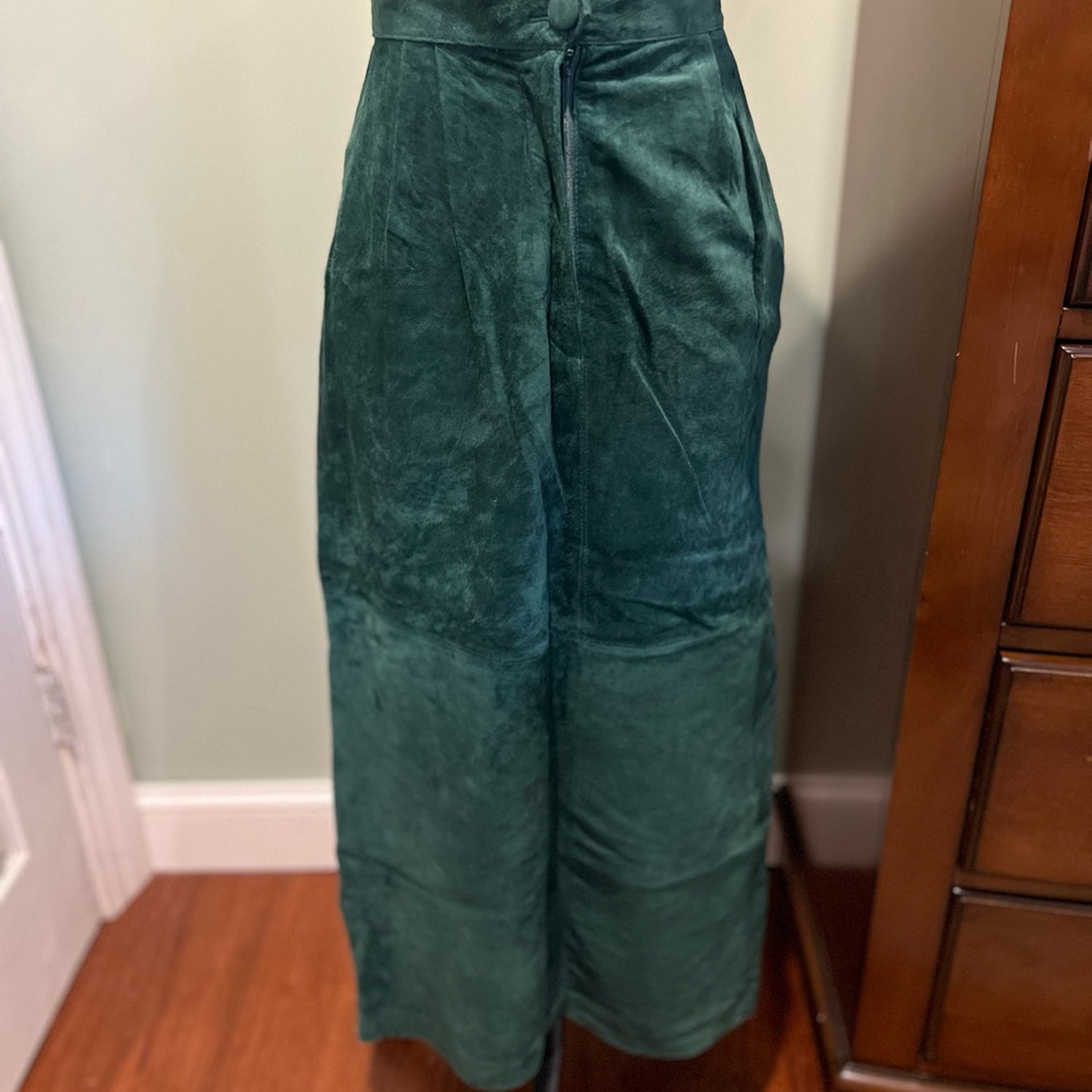 Emerald Green vintage suede  Maxi Skirt